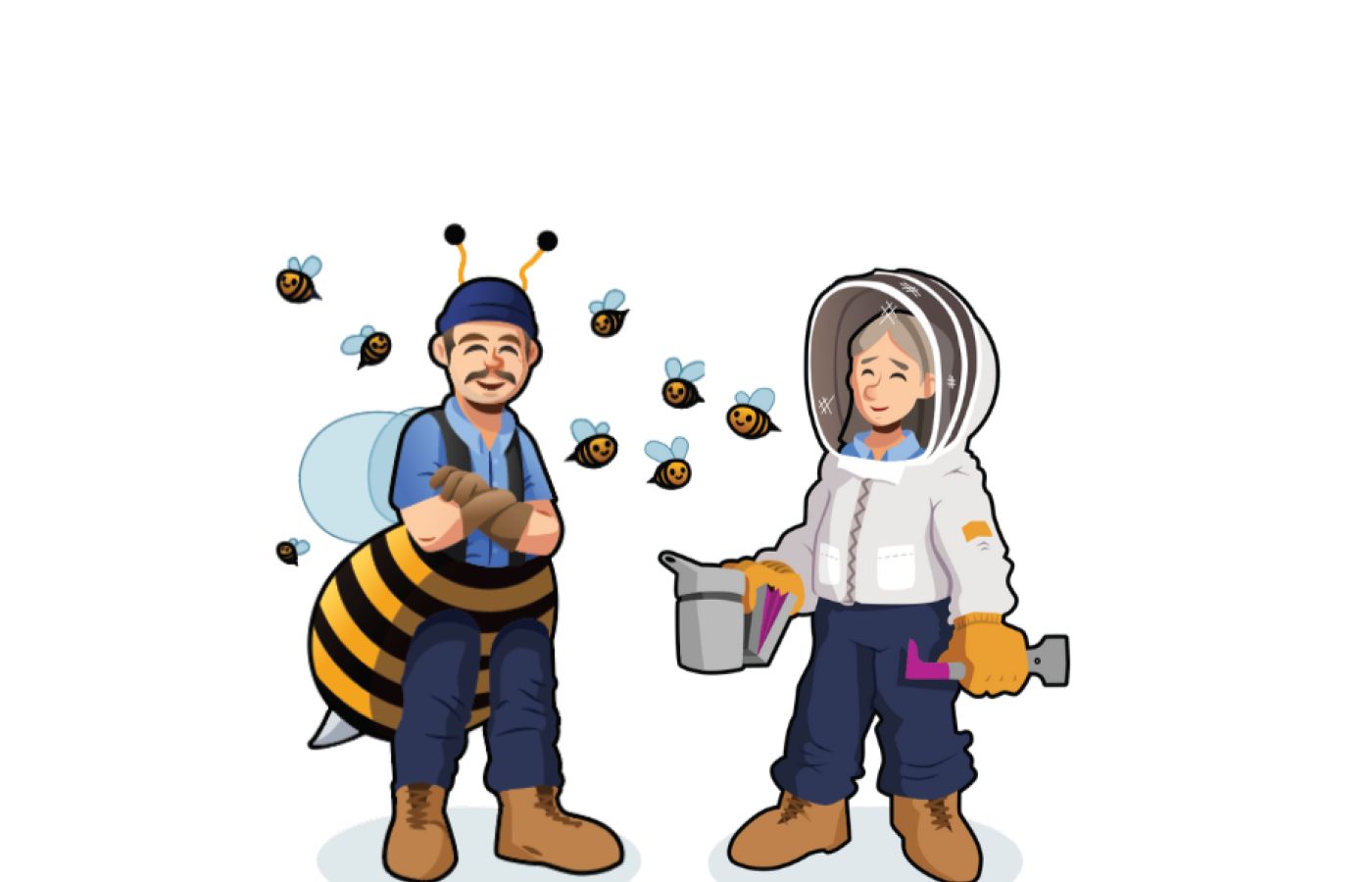 Sarah and Sam from Spiderman SE Eco Pest Management, accredited local beekeepers in Mount Gambier, inspecting bees and supporting safe swarm relocation.